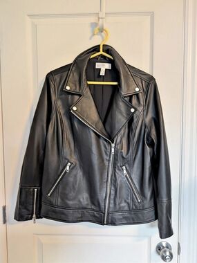 Additionelle Women's Leather Moto Jacket Black Size X